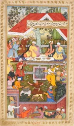 Feiringer til ære for Humayuns fødsel i Chahar Bagh i Kabul (Sur Gujarati), ca. 1590 (ugjennomsiktig akvarell)