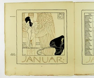 Kalenderside for januar 1901 (fargelitografi)