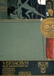 Omslag til «Ver Sacrum», tidsskriftet til Wiener-secesjonen, med en fremstilling av Thesevs og Minotauros, i forbindelse med den første secesjonsutstillingen i Wien, 1898