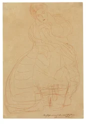Portrett av Adele Bloch-Bauer. Kostymestudie med hendene holdt i hesteskoform.