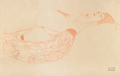 Halvnaken liggende figur som onanerer, 1912-1913