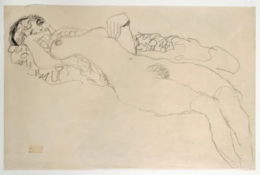 Liggende naken snudd til venstre