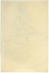 Sittende Halvlengde naken fra forsiden; Sittende halvnaken forfra, 1907