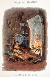 Fables de La Fontaine: Apen og katten, etter Gustave Doré.