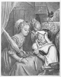 The Princess and Fairy Spite, gravert av Stephane Pannemaker (1847-1930) 1861 (gravering)