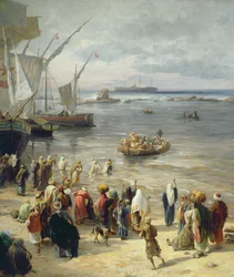 Jaffa, rekruttering av tyrkiske soldater i Palestina, 1888 (høyre detalj av 226323)