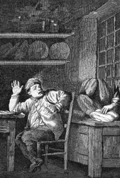 Le vol de Jean Valjean - i "" Les Miserables"" av Victor Hugo, ill. av Brion, red. Hetzel og Lacroix