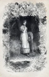 Portrait of Fantine in love av Tholomyes - Illustrasjon av Gustave Brion (1824-1877) for "The Miserables - First part: Fantine" av Victor Hugo (1802-1885) 1862