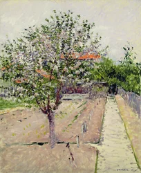 Epletre i blomst, ca. 1885