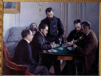 Den besigue delen. Maleri av Gustave Caillebotte (1848-1894)