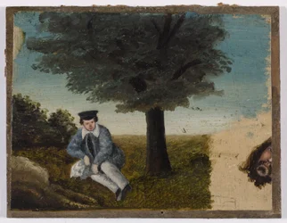 Selvportrett av Gustave Courbet i en alder av fjorten år; fragment av et skjeggete hode