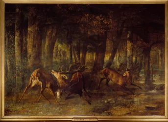 Vårbruste, rådyrkamp. Maleri av Gustave Courbet (1819-1877)
