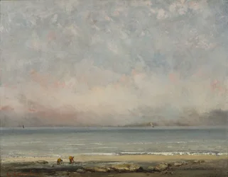 Stranden ved Trouville, ca 1865.