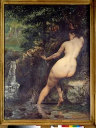Kilden eller den badende ved kilden, maleri av Gustave Courbet (1819-1877), 1868, 1,28 x 0,97 m, Paris, Musée d