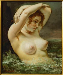 Kvinne og bølge (olje på lerret)