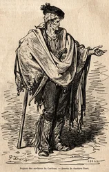 En bonde fra Cordoba-regionen. Skisse tatt live av Gustave Dore (1832-1883). Gravering for å illustrere reisen i Spania, i 1862 av Charles Davillier og Gustave Dore, i "Le tour du monde, nouveau journal des voyages"" utgitt under dir.