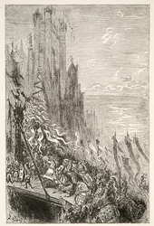 At the City of the Countess of the Fountain, fra Stories of the Days of King Arthur av Charles Henry Hanson, pub.1898