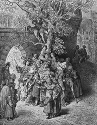 Mengde av tilskuere og tilskuere på bryllupet, scene fra 