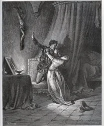 Don Fernand erklærer sin flamme til Dorothee - fra "Don Quixote de la Mancha" av Miguel Cervantes