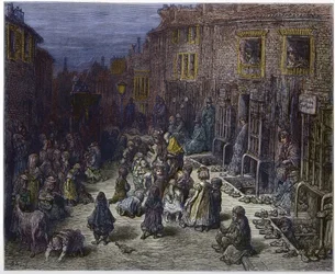 Dudley Street, Seven dials in Covent Garden fra 'London, a Pilgrimage', skrevet av William Blanchard Jerrold (1826-94) - illustrasjoner av Gustave Dore - 1872 -