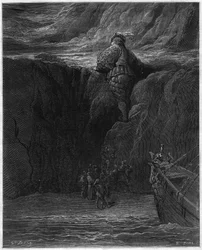 Illustrasjon av Gustave Dore (1832-1883) for "" Pantagruel"" av Francois Rabelais (1483-1553). år 1870.
