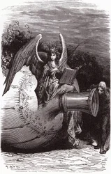 Illustrasjon av Gustave Dore til Francois Rabelais#39; komplette verk: dykkerflasken (femte bok)