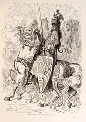 Illustrasjon av Roland til hest. Fra Legenden om Bogey.