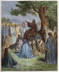 Jesus forkynner for mengden - Jesus forkynner for mengden - Jesus forkynner for mengden - - gravering i "The Bible illustree" av Gustave Dore (1832-1883) - Gravering fra "" The Dore Bible""