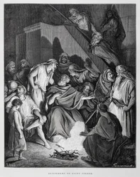 Sankt Peter som fornekter Kristus, illustrasjon fra Dore-bibelen