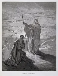 Samuel salver Saul som Israels første konge, illustrasjon fra Dore-bibelen