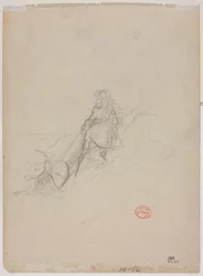 Skisse av jaktscene, ca. 1868.