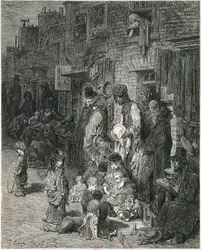 Slums of London, av Gustav Dore, Gravering