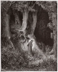 Den guddommelige komedie (La Divina Commedia, La Divine Comédie), Inferno, sang 1: Dante i den ville skogen - av Dante Alighieri (1265-1321) - Illustrasjon av Gustave Doré (1832-1883)