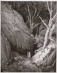 Den guddommelige komedie (La Divina Commedia, La Divine Comedie), Inferno, Canto 1: Virgil og Dante begynner reisen - av Dante Alighieri (1265-1321) - Illustrasjon av Gustave Dore (1832-1883)