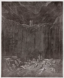 Den guddommelige komedie, Inferno, Sang 29: Forfalskerne plaget i dalen - av Dante Alighieri (1265-1321) - Illustrasjon av Gustave Doré (1832-1883)