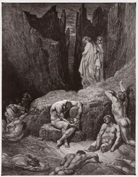 Den guddommelige komedie, Inferno, sang 29: Vergil irettesetter Dantes nysgjerrighet - av Dante Alighieri (1265-1321) - illustrasjon av Gustave Doré (1832-1883)