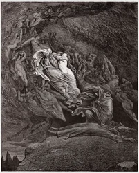 Den guddommelige komedie, Inferno, Sang 5: Francesca beskriver sin død - av Dante Alighieri (1265-1321) - Illustrasjon av Gustave Doré (1832-1883)