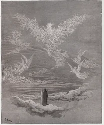 Den guddommelige komedie (La Divina Commedia, La Divine Comédie), Paradiso, Sang 19: De salige sjelene danner en ørn på himmelen - av Dante Alighieri (1265-1321) - Illustrasjon av Gustave Doré (1832-1883)