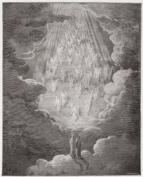 Den guddommelige komedie (La Divina Commedia, La Divine Comédie), Paradiso, sang 21: Beatrice og Dante i Saturns sfære - av Dante Alighieri (1265-1321) - illustrasjon av Gustave Doré (1832-1883)