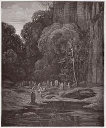 The Divine Comedy (La Divina Commedia, La Divine Comedie), Purgatorio, Canto 5: De sene omvenderne synger Miserere - av Dante Alighieri (1265-1321) - Illustrasjon av Gustave Dore (1832-1883)
