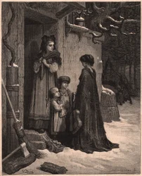 Gresshoppen og mauren, illustrasjon til fabelen av Jean de La Fontaine