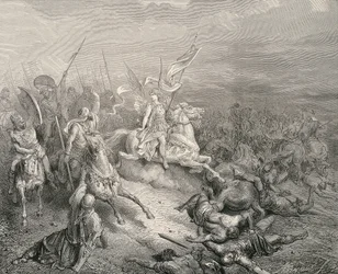 Den hellige bibel. 1866. Makkabeernes engel. Gravering