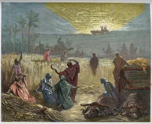 The Return of the Ark of the Covenant - The return of the Ark of the Covenant to Beth Shemesh - Old Testament - - engraving in “” The Bible illustree”” by Gustave Dore (1832-1883) - Engraving from “” The Dore Bible””
