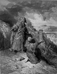 Den siste av de mauriske kongene forlater Granada - gravering av Gustave Doré