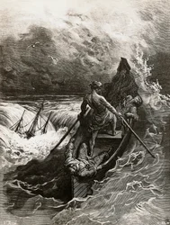 Sjømannen, fra «The Rime of the Ancient Mariner», dikt av Samuel Taylor Coleridge (1772-1834), illustrasjon av Gustave Doré (1832-1883)