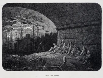 Tramp Under Bridges - i "London" av Gustave Doré