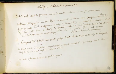 Folio 39 i arbeidsboken n. 19 Manuskriptside av Gustave Flauberts utkast. Planer for sentimental utdanning. BHVP.
