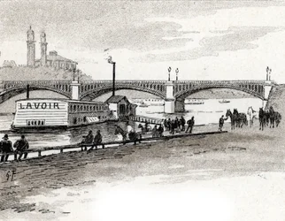 Utsikt over Grenellebroen i Paris Tegning av Gustave Fraipont (1849-1923) fra Saint-Juirs