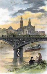 Utsikt over gangbroen til Passy (nå broen til Bir Hakeim) i Paris Tegning av Gustave Fraipont (1849-1923) fra Saint-Juirs