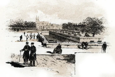 Utsikt over sykehuset for krigsveteraner på Hotel des Invalides, Paris Tegning av Gustave Fraipont (1849-1923) fra Saint-Juirs